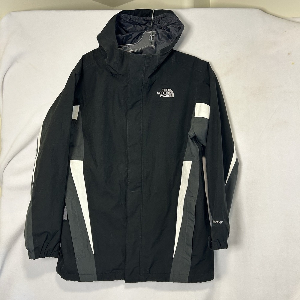 The North Face YOUTH Hyvent Windbreaker Jacket Size L 14-16 Black/White NO LINER